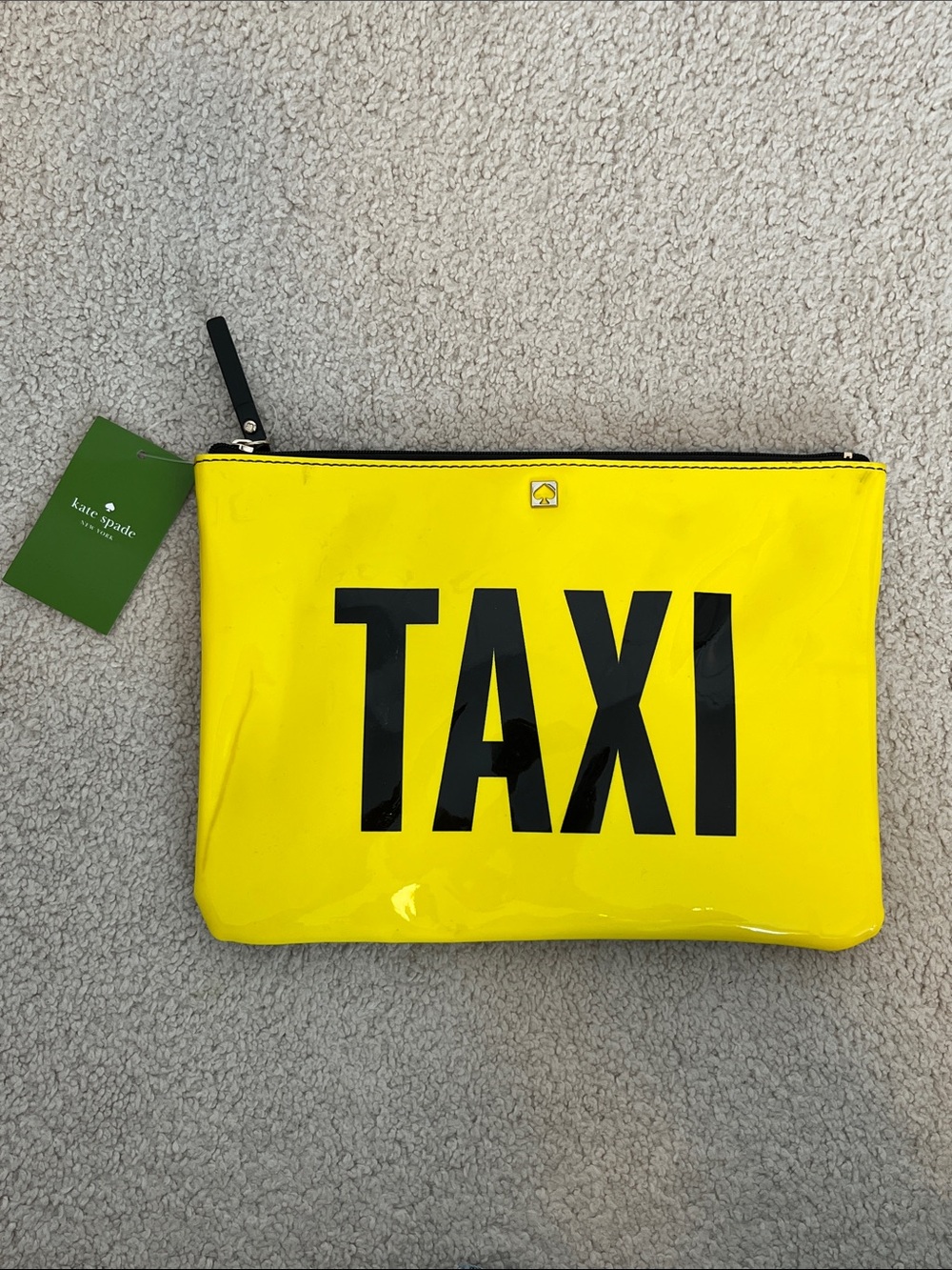 Vintage Yellow and Black 'TAXI' Glossy Zip Wristlet Pouch